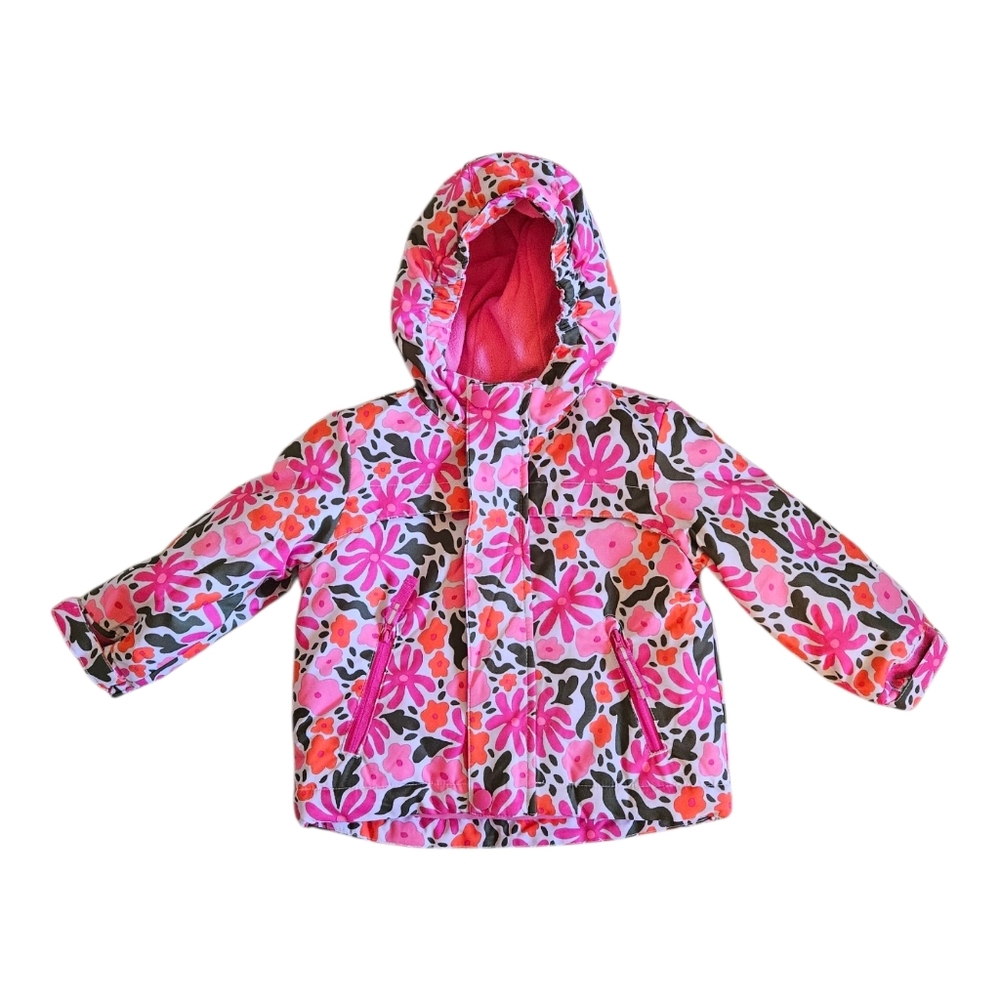 Cat & Jack Girl's Winter Jacket Floral Hooded 18 Mo READ